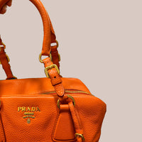 Bolsa Vitello Daino Bauletto - Prada, laranja, M