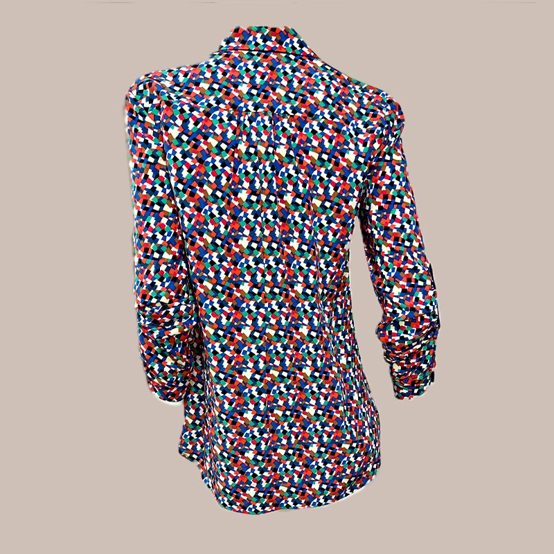 Camisa em seda - DVF, multicolorida, P