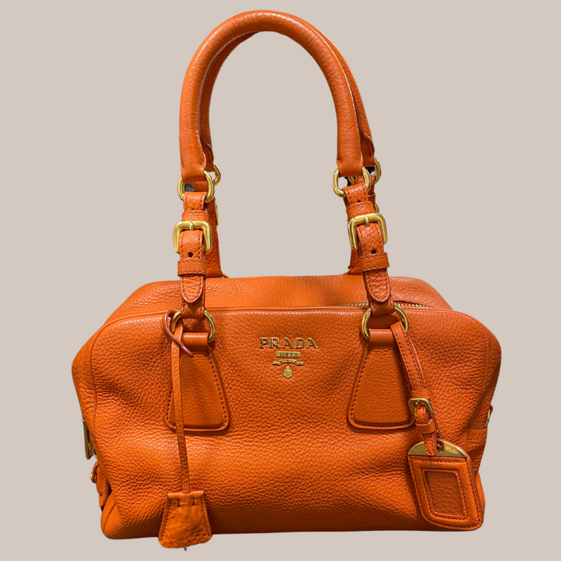 Bolsa Vitello Daino Bauletto - Prada, laranja, M