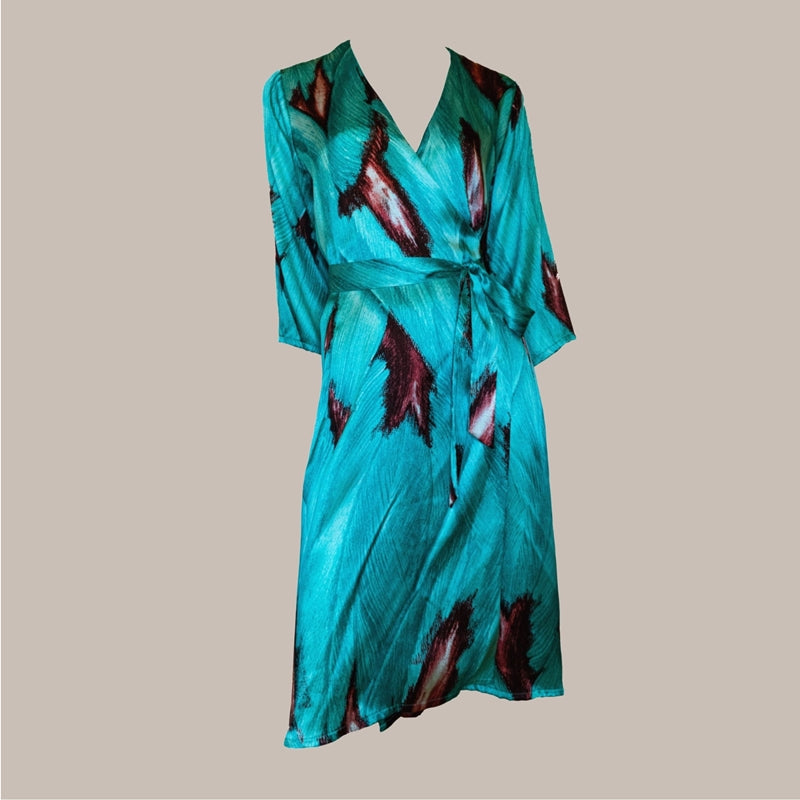 Kimono de seda - Sandra Senamo, cor verde, tamanho 42