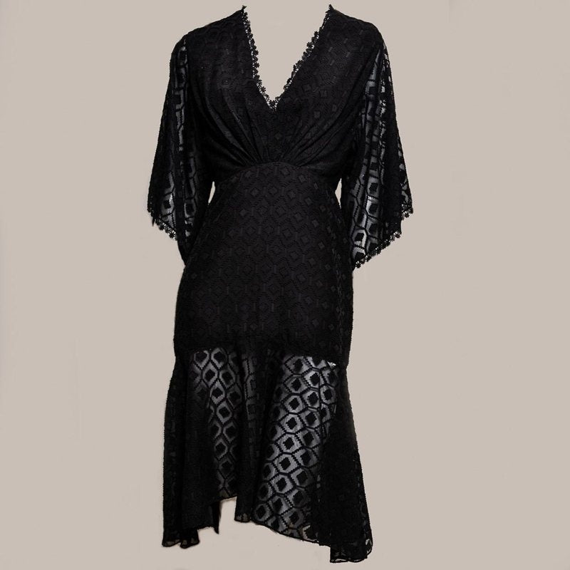 Vestido em laise - Mixed, cor preto, TAM 36
