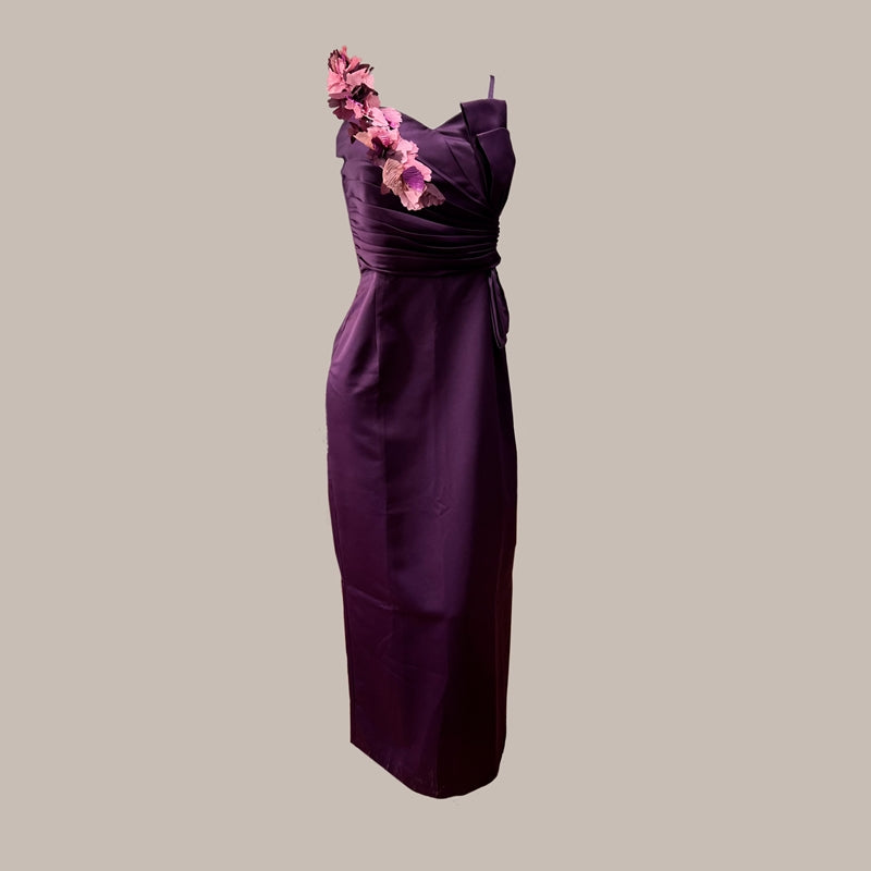 Vestido de Festa Longo, com alças removíveis, cor roxo, marca Sedução, tamanho M