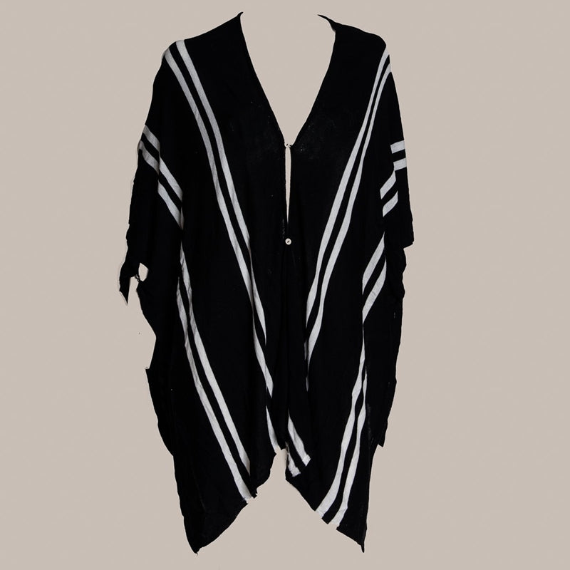 Casaco Tricot Le Lis Blanc, listrado preto e branco, tamanho Único