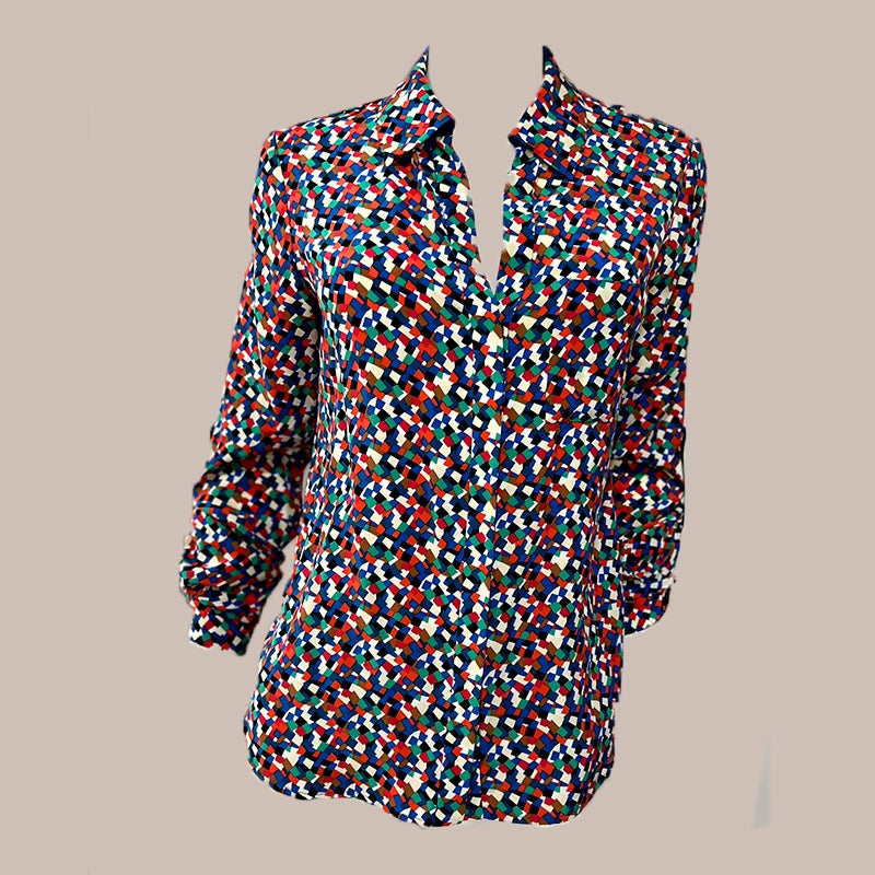Camisa em seda - DVF, multicolorida, P